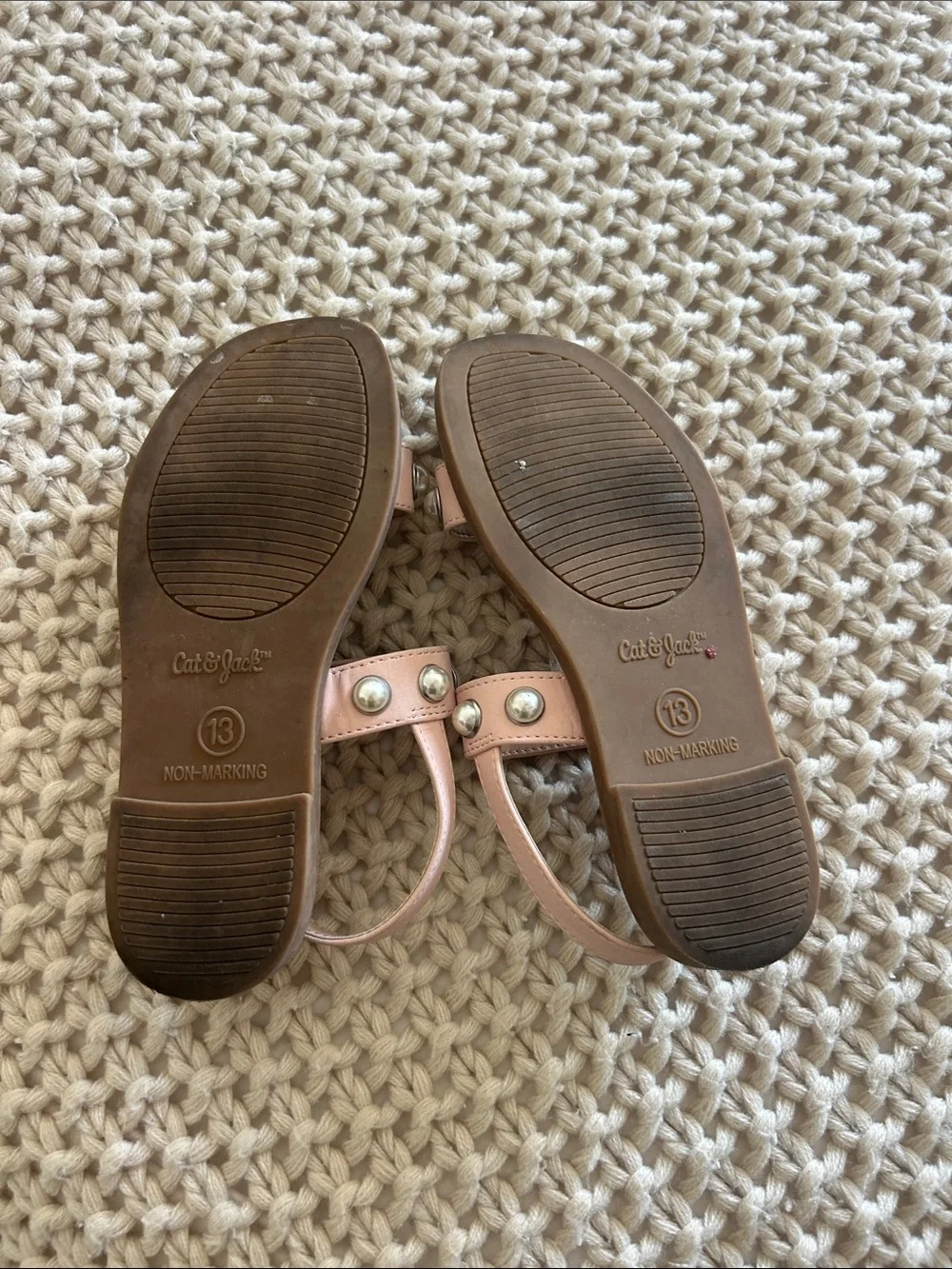 Cat & Jack Pink Studded Double-Strap Sandals